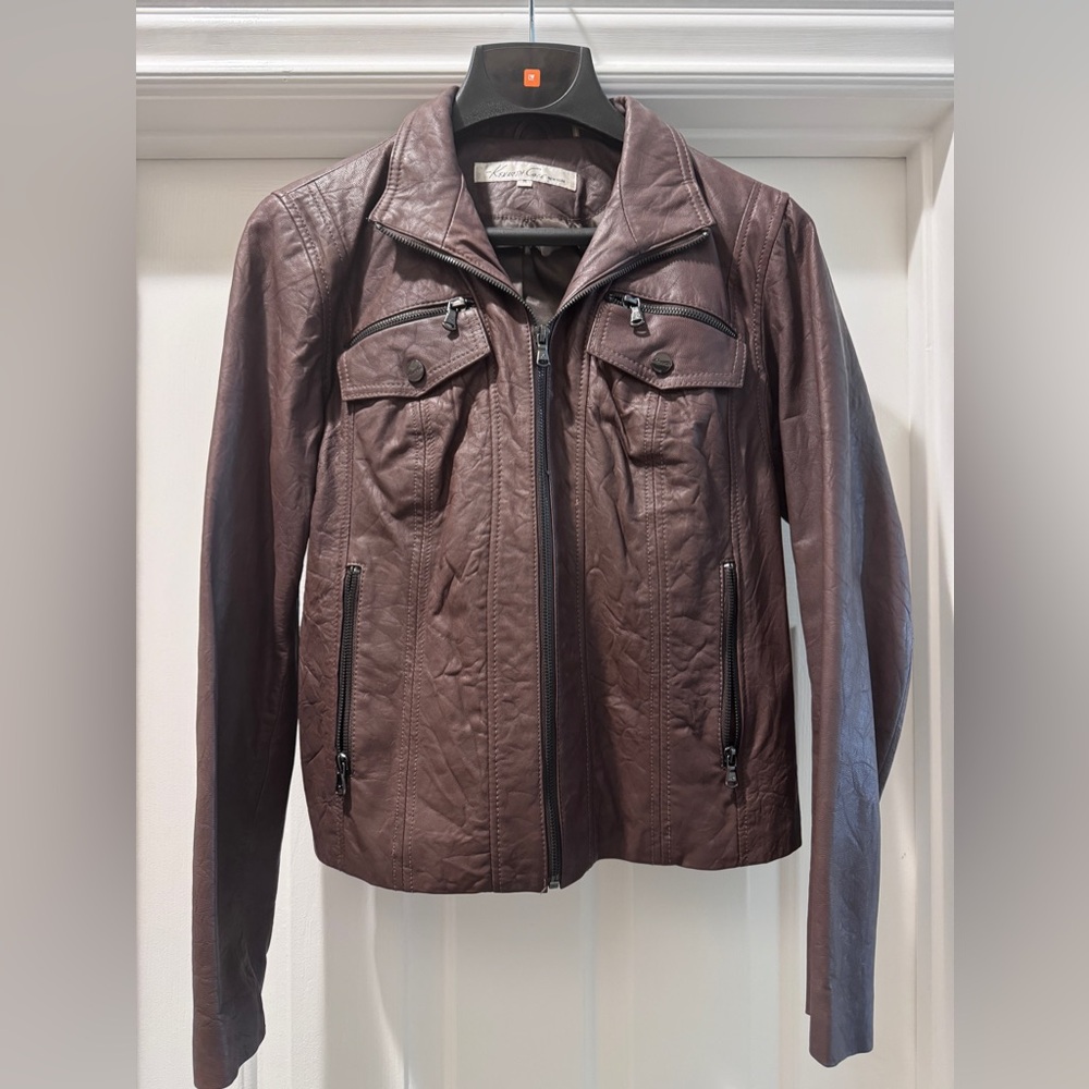 Kenneth Cole women’s Brown Leather Jacket size Medium